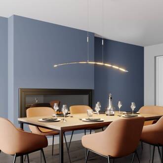 LED hanglamp Manon, in hoogte verstelbaar, grijs, metaal mat vernikkeld