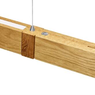 LED hanglamp Marley, hout, omhoog/omlaag, dimbaar geolied eiken, mat nikkel geborsteld