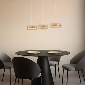 LED hanglamp Martis, amber, 3-lamps, dimbaar zwart, messing, amber