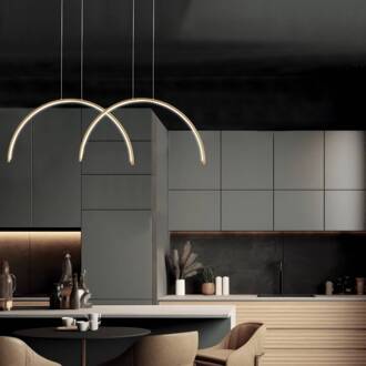 LED hanglamp Megan, lengte 95 cm, goudkleurig, 2-lamps.