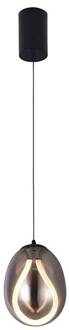 LED hanglamp Melanie, Ø 16 cm, rookgrijs/zwart, glas rookgrijs, zwart