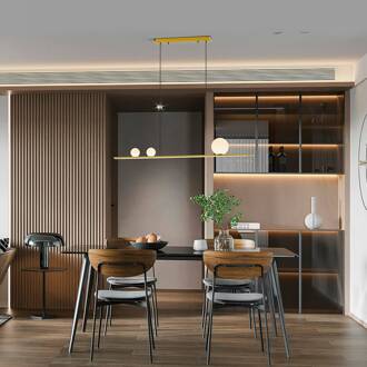 LED hanglamp Mila, goudkleurig, lengte 120 cm, 3-lamps. goud, wit