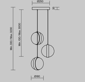 LED hanglamp Misterio, zwart/multi, 3-lamps zwart, meerkleurig