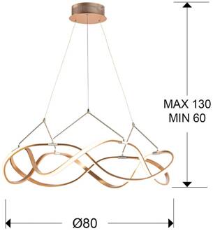LED hanglamp Molly, afstandbediening, Ø80cm roségoud, opaal