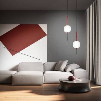 LED hanglamp Motus, rood/wit, Ø 24 cm, glas rood, wit