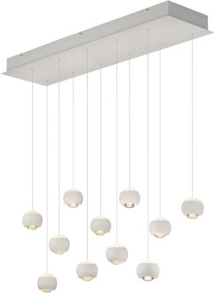 LED Hanglamp - Musterring Cannon - 11 Lichtpunten van 5 Watt - Rechthoek - Dimbaar - Aanpasbare Lichtkleur - Hoogte Aanpasbaar - Geheugenfunctie - Nachtlamp - Mat Wit - Metaal Zeer Warm Wit;Warm wit;Natuurlijk wit