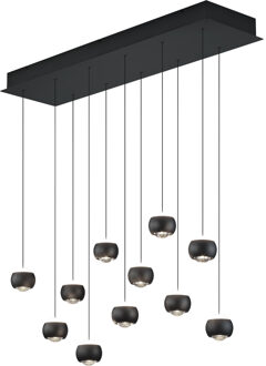 LED Hanglamp - Musterring Cannon - 11 Lichtpunten van 5 Watt - Rechthoek - Dimbaar - Aanpasbare Lichtkleur - Hoogte Aanpasbaar - Geheugenfunctie - Nachtlamp - Mat Zwart - Metaal Zeer Warm Wit;Warm wit;Natuurlijk wit