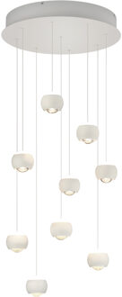 LED Hanglamp - Musterring Cannon - 9 Lichtpunten van 5 Watt - Rond - Dimbaar - Aanpasbare Lichtkleur - Geheugenfunctie - Nachtlamp - Up-and-down Verlichting - Mat Wit - Metaal Zeer Warm Wit;Warm wit;Natuurlijk wit