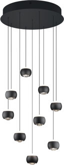 LED Hanglamp - Musterring Cannon - 9 Lichtpunten van 5 Watt - Rond - Dimbaar - Aanpasbare Lichtkleur - Geheugenfunctie - Nachtlamp - Up-and-down Verlichting - Mat Zwart - Metaal Zeer Warm Wit;Warm wit;Natuurlijk wit