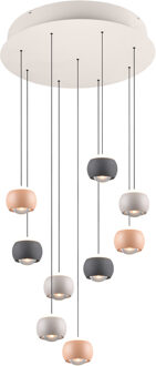 LED Hanglamp - Musterring Cannon - 9 Lichtpunten van 5 Watt - Rond - Dimbaar - Aanpasbare Lichtkleur - Geheugenfunctie - Nachtlamp - Up-and-down Verlichting - Meerkleurig - Metaal Zeer Warm Wit;Warm wit;Natuurlijk wit