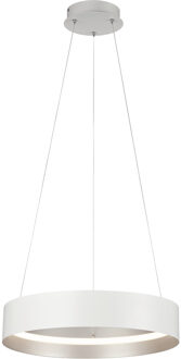 LED Hanglamp - Musterring Loop - 1 Lichtpunt van 38 Watt - Dimbaar - Aanpasbare Lichtkleur - Hoogte Aanpasbaar - Geheugenfunctie - Nachtlamp - Afstandsbediening - Mat Wit - Metaal Zeer Warm Wit;Helder/Koud wit;Warm wit;Natuurlijk wit