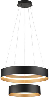 LED Hanglamp - Musterring Loop - 1 Lichtpunt van 55 Watt - Rond - Dimbaar - Aanpasbare Lichtkleur - Hoogte Aanpasbaar - Geheugenfunctie - Nachtlamp - Zwart/Goud - Metaal Zeer Warm Wit;Helder/Koud wit;Warm wit;Natuurlijk wit