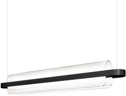 LED hanglamp Nami, zwart, lengte 150 cm, glas zwart, wit