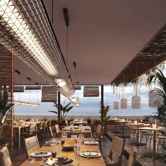 LED hanglamp Nans Balis S/140, bruin/bruin, 140 cm bruin, bruin