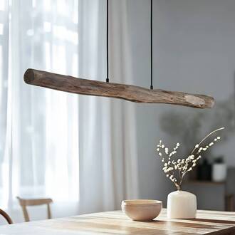 LED hanglamp Nekala, zwart, hout, lengte 120cm matzwart, hout