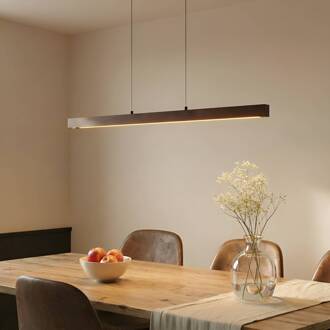 LED hanglamp Nihalo, walnoot, 122 cm, dimbaar, CCT walnoot, zwart, wit