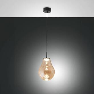 LED hanglamp Noa, amber, glas, Ø 25 cm, CCT, dimbaar amber, zwart