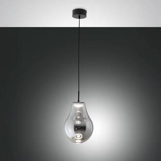 LED hanglamp Noa, grijs, glas, Ø 25 cm, CCT, dimbaar grijs, zwart