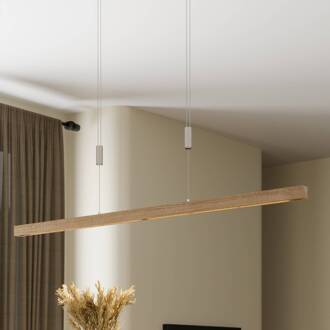 LED hanglamp Nora, eiken natuur, lengte 118 cm eiken naturel, nikkel mat
