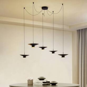 LED hanglamp Norvind, 10-lamps, zwart, dimbaar. zandzwart, goud