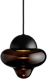 LED hanglamp Nutty, bruin/zwart, Ø 18,5 cm, glas bruin, zwart