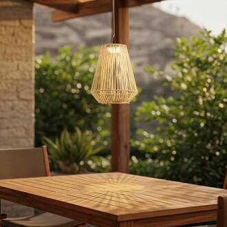 LED-hanglamp op zonne-energie Austas, beige, Ø 32 cm, USB, IP54 beige, zwart