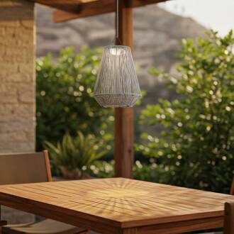 LED-hanglamp op zonne-energie Austas, grijs, Ø 32 cm, USB, IP54 grijs, zwart