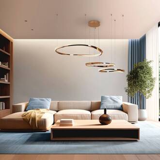 LED hanglamp Orbitas, lengte 185 cm, goudkleurig, metaal goud, helder