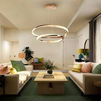 LED hanglamp Orbitas, Ø 80 cm, goudkleurig, metaal, dimmer goud, helder