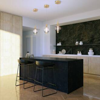 LED hanglamp PALMAS, goud/rookgrijs, Ø 15 cm, 1-lamp, glas goud geborsteld, rookgrijs