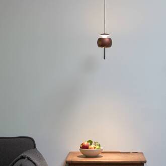 LED hanglamp Parachute, bruin, Ø 9,6 cm, aluminium koffiebruin