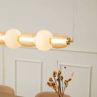 LED hanglamp Pearl 7, amber/goud, glas, 110 cm amber-transparant, goud, opaal
