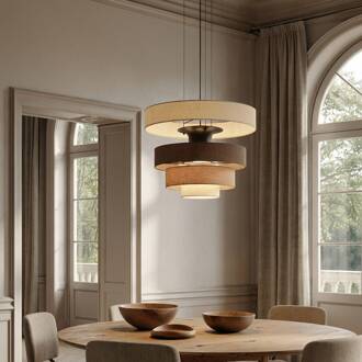 LED hanglamp Peldano, Ø50 cm bruin/beige, step-dimbaar beige, bruin