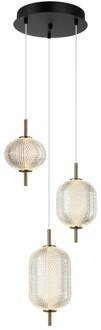 LED hanglamp Pellucid, bronskleurig/helder, 3-lamps helder, bronskleurig
