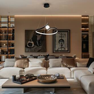 LED hanglamp Perla, metaal, acryl, zwart, 4.000 K