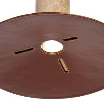 LED hanglamp Rebound, Travertin, leer bruin travertin, leer bruin, messing