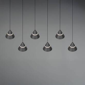 LED hanglamp Romeo, lengte 75 cm, zwart, metaal, 6-lamps.
