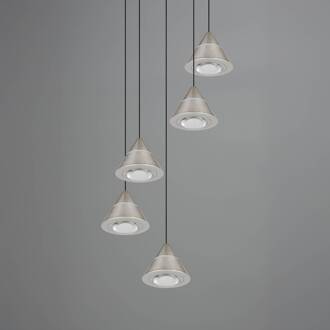 LED hanglamp Romeo, Ø 28 cm, nikkelkleurig, metaal, 5-lamps.