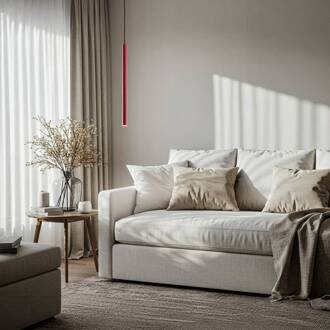 LED hanglamp Rulo, rood, Ø 3,2 cm, staal, 3000 K