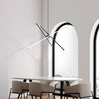 LED hanglamp Sandy, lengte 90 cm, zwart, metaal