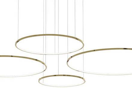 LED hanglamp Saturno, 4-lamps, goudkleurig, metaal, 4.000 K