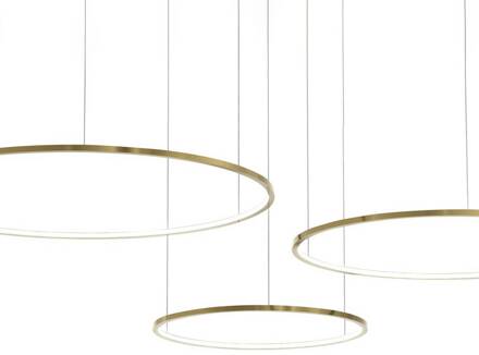 LED hanglamp Saturno, goudkleurig, 3-lamps, metaal, 4.000 K