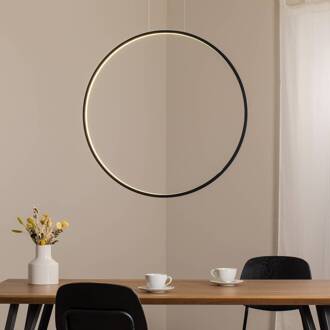 LED hanglamp Saturno verticaal, zwart, Ø 80 cm, metaal