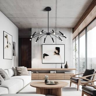 LED hanglamp Secret, zwart, Ø 80 cm, metaal, 10-lamps.