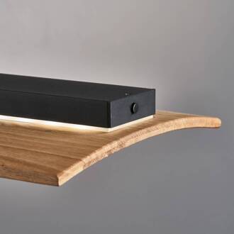 LED hanglamp Shine-Wood, eiken/zwart, 125 cm, CCT eiken naturel geolied, zwart mat