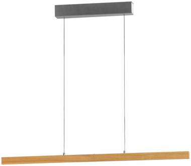 LED hanglamp Shine-Wood, lengte 105 cm, eiken/nikkelkleurig eiken, nikkel