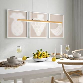 LED hanglamp Shine-Wood, lengte 105 cm, eiken/zwart CCT eikenhout, zwart