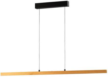 LED hanglamp Shine-Wood, lengte 141 cm, eiken/zwart CCT eikenhout, zwart