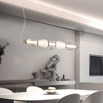 LED hanglamp Shiny, lengte 83 cm, helder/wit, glas helder, wit, brons, zwart