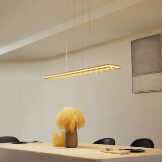 LED hanglamp Silja, hout, acryl, wit, 3000K lichtgekleurd hout, wit